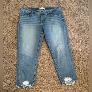 BKE Payton Women's Distressed Blue Jean Capris